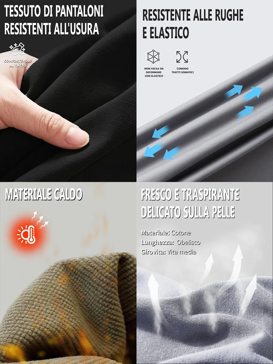 Re&X Pantaloni Uomo Eleganti da Lavoro Elasticizzati e Anti-Piega, Formali per Ufficio e Business in Tessuto di Alta qualità