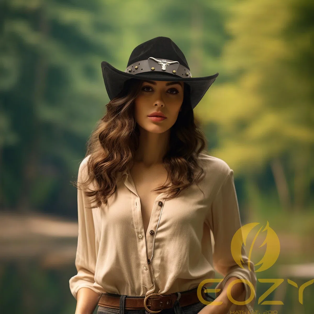 EOZY Cowboy Cowgirl Cappello da cowgirl per donne e uomini, in pelle scamosciata