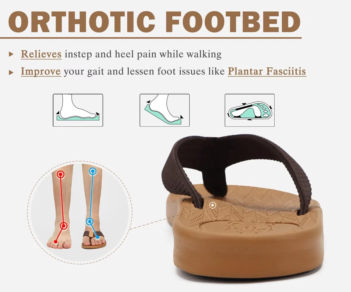 KuaiLu Infradito Uomo Estive Morbide Pelle Ciabatte Comode Arch Support Spiaggia Piscina Sandali Cuoio Mare Leggere Antiscivolo Gomma Suole