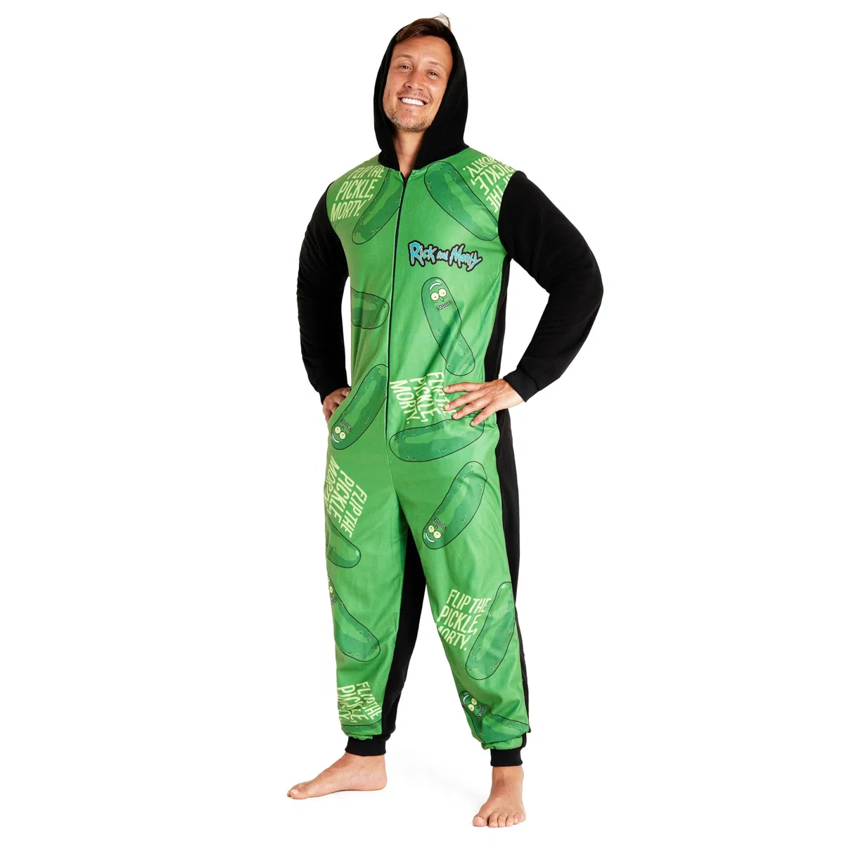 RICK AND MORTY Pigiama Intero Uomo - Caldo Pigiamone in Pile con Cappuccio M-3XL Pigiami Invernali Interi Gadget Regalo