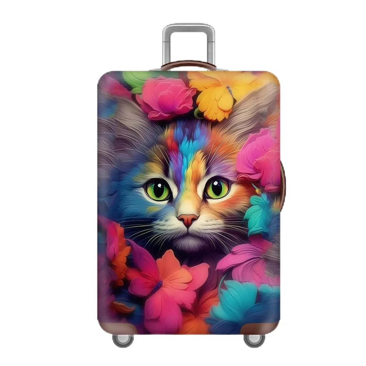 FANSU Copri Valigia per 26-28 Pollici, Elastica Copri Trolley 3D Gatto Luggage Cover Chiusura con Cerniera, Trolley Protector Cover Grande Valigia Antipolvere Lavabile Copertura