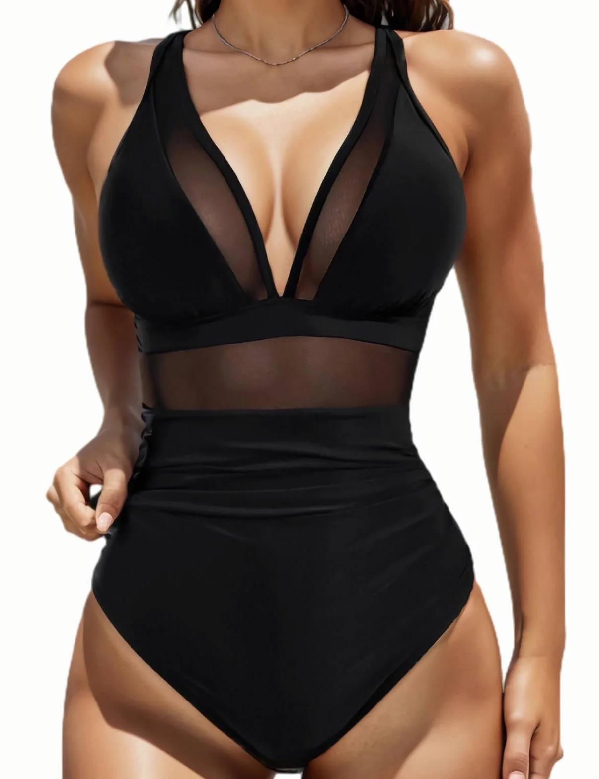 Costume da Bagno Intero Donna Sexy Scollo a V Costumi da Mare Spalline Regolabili Push Up Imbottito Reggiseno Costumi Interi Donna Beachwear
