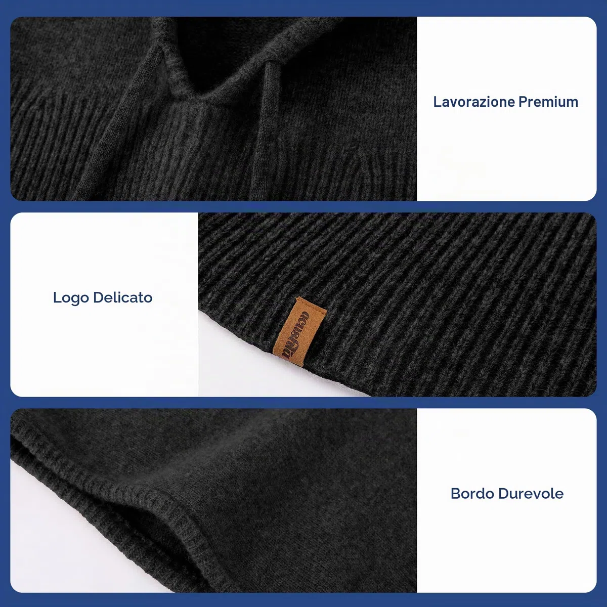 ACUSHLA Passamontagna in 100% lana merino, per donne e uomini, invernale, caldo, con cappuccio, sciarpa, cappello e sciarpa, set in uno