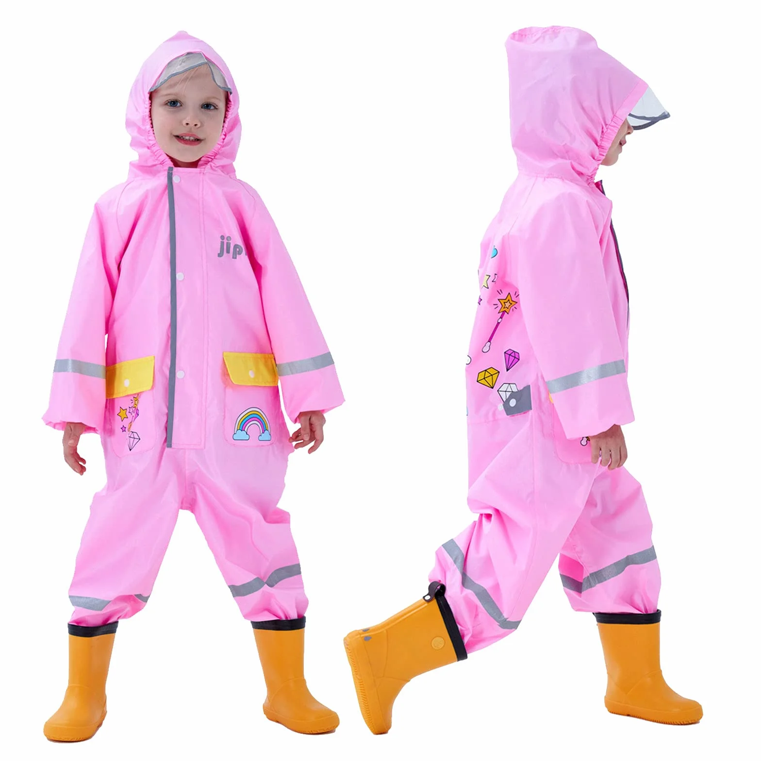 Bambini Impermeabile Ragazzo Tuta da Pioggia Antipioggia con Cappuccio Bambino Bambina Giacca Impermeabili Tute Portatile Sportivo Jogging Unisex Bimba Ragazza Ragazze 1 2 3 4 5 9 7 8 Anni