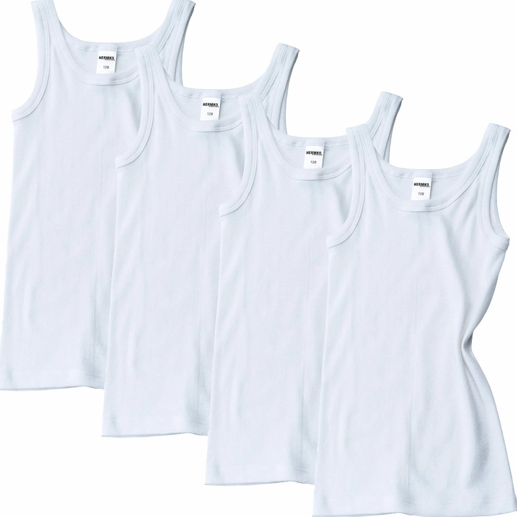 HERMKO 2800 Cannottiera da Ragazzo in 100% Cotone Biologico, Canotta Intima in Fibra Naturale Franco Fabbrica, Testata tossicologicamente - Confezione da 4 Pezzi