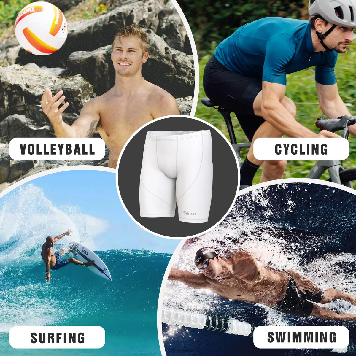 Sikma Costume da bagno da uomo Jammers Costume da bagno Pantaloncini Sportivi Boxer Costumi da bagno Boxer Pantaloncini Endurance Long Racing Training Costume da bagno