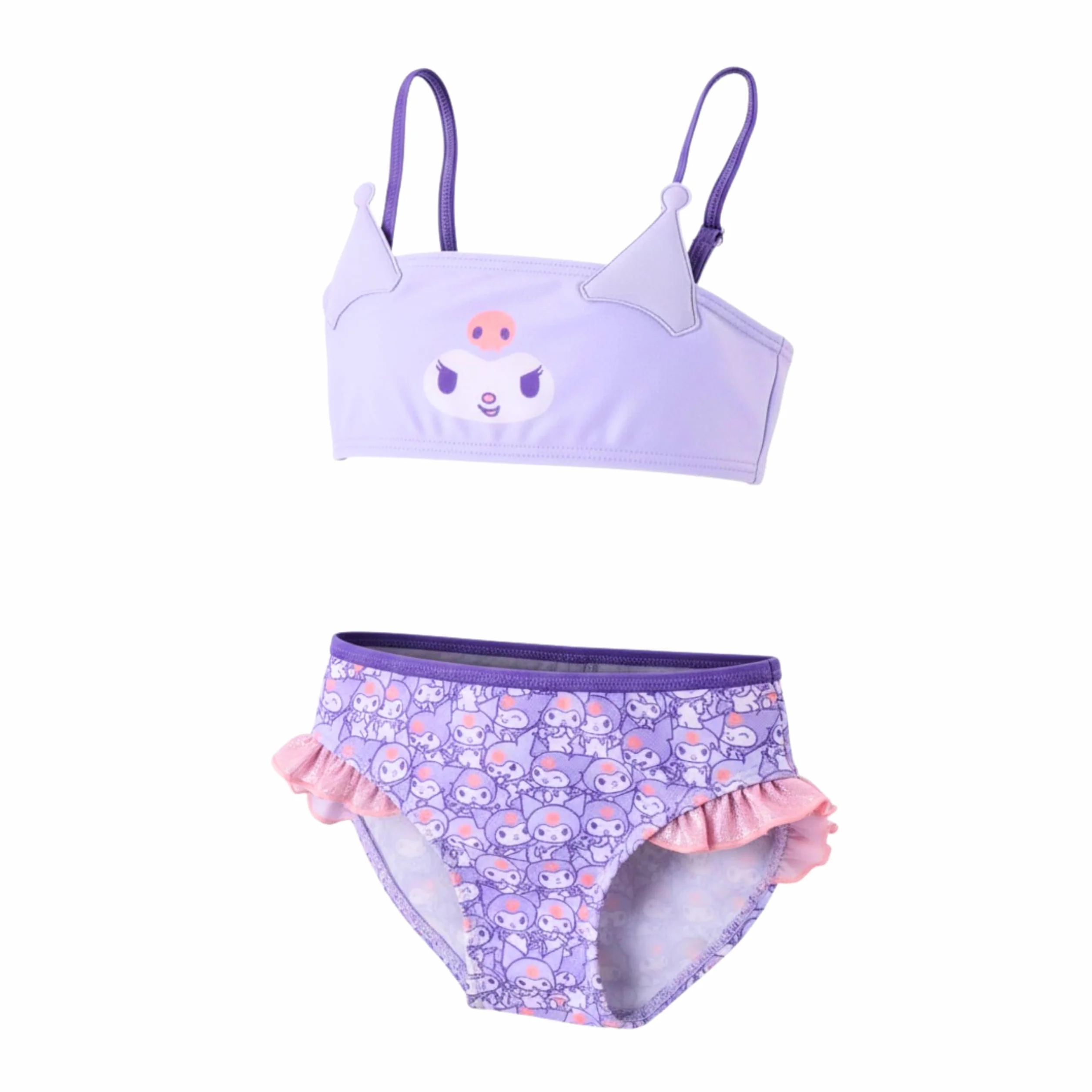 Hello Kitty Kuromi - Bikini da bambina, motivo glitterato, a due pezzi, estivo, per bambini, taglie 4-10 anni