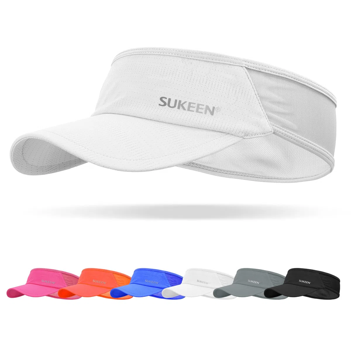 Sukeen Cappello con visiera parasole ad asciugatura rapida, UPF 50+, protezione solare UV, per donne e uomini, cappello da corsa, cappello da golf, visiera elastica fresca con fascia traspirante per