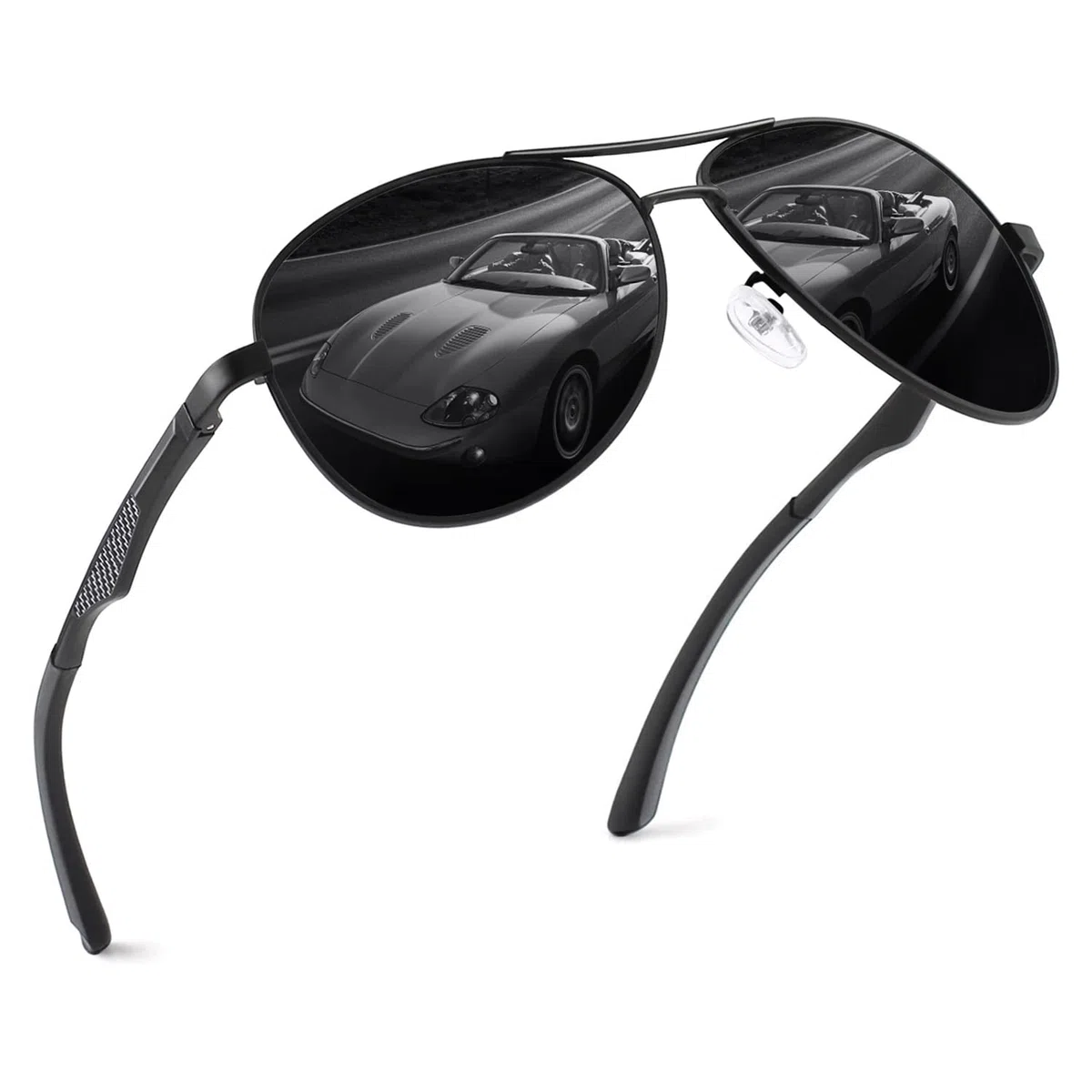 GQUEEN Occhiali da Sole da Uomo Polarizzati Premium Al-Mg Specchio Cardini a Molla Pilota UV400,MOS1