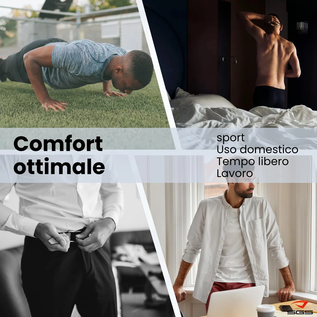 SGS Boxer Uomo Morbidi e Larghi - Mutande Uomo a Pantaloncino in 100% Cotone, Mutande a Pantaloncino, Confezione da 10 o 6 - Boxer Uomo Cotone di Tela