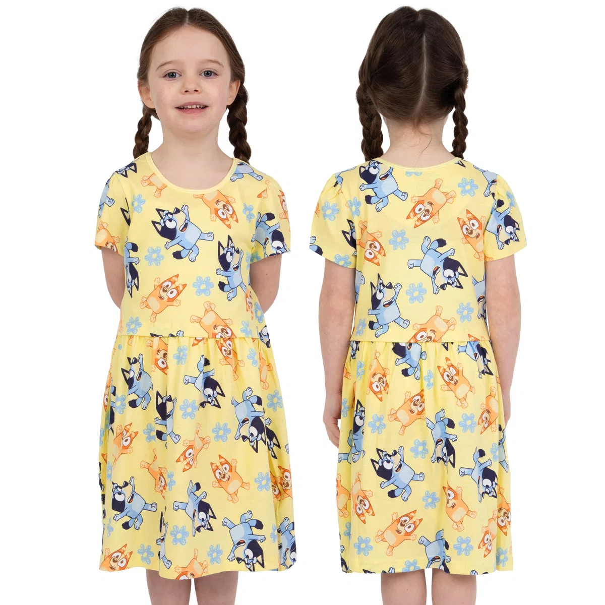 BlueY Vestiti Ragazze, Confezione da 2 Vestiti di Cotone, Vestito A Maniche Corte Ragazze L'Estate