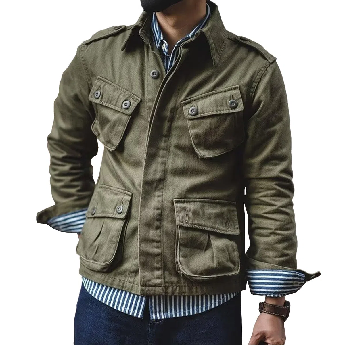 Giacca cargo, giacca militare, abbigliamento da uomo, giacche da esterno per uomo, camicia con bottoni, stile verde, bomber in cotone, corto, strato casual, moda autunnale alla moda