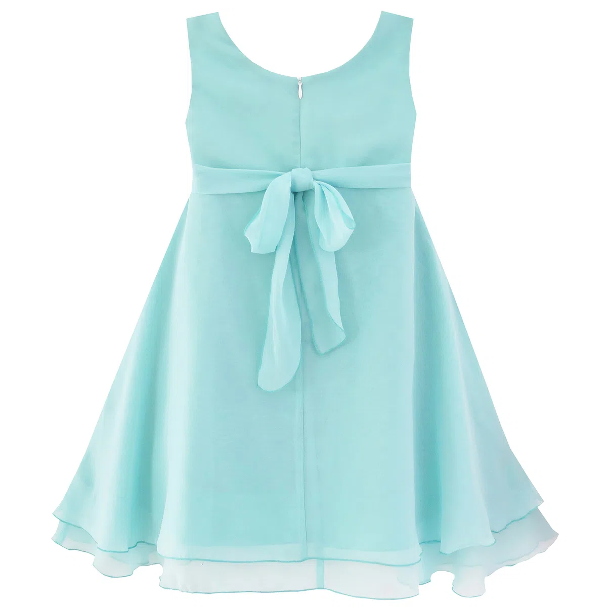 Sunny Fashion Vestito Bambina Senza Maniche Cavezza Fiore Multi Strato Chiffon 4-14 Anni