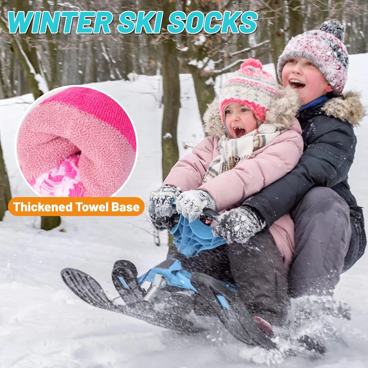 GRPSKCOS 2 paia di calzini da sci in lana merino, per bambini, invernali, termici, spessi, caldi, per sci, pattinaggio, snowboard, escursionismo, 3-12 anni