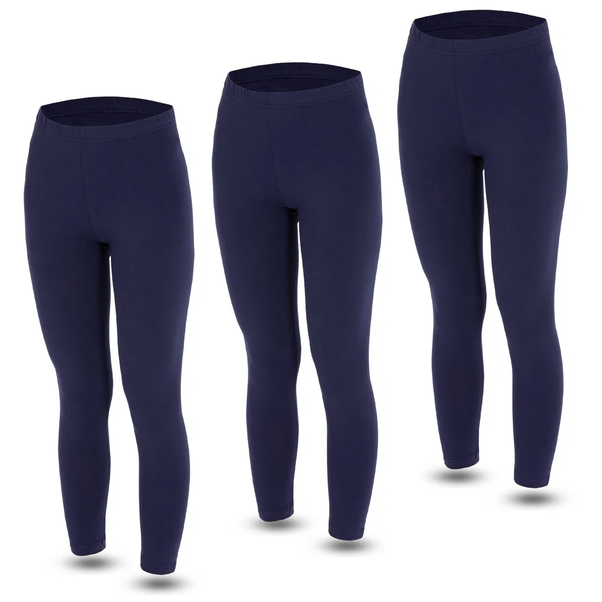 LOREZA® Set di 3 di Leggings per Bambina Pantaloni Lunghi in Cotone Opaco per Il Tempo Libero Elasticizzati per Tutti i Giorni