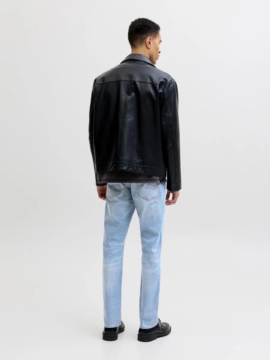JACK & JONES Jeans Slim Lavaggio Chiaro, Elasticizzato, Vita Bassa e Stretto alla Caviglia.