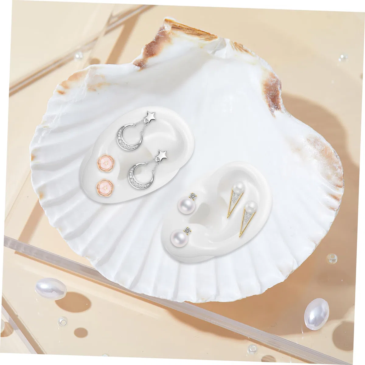 Mipcase 1 paio di orecchini in silicone modello falso realistico artificiale stampi per le orecchie gioielli orecchini espositori puntelli strumenti didattici per piercing