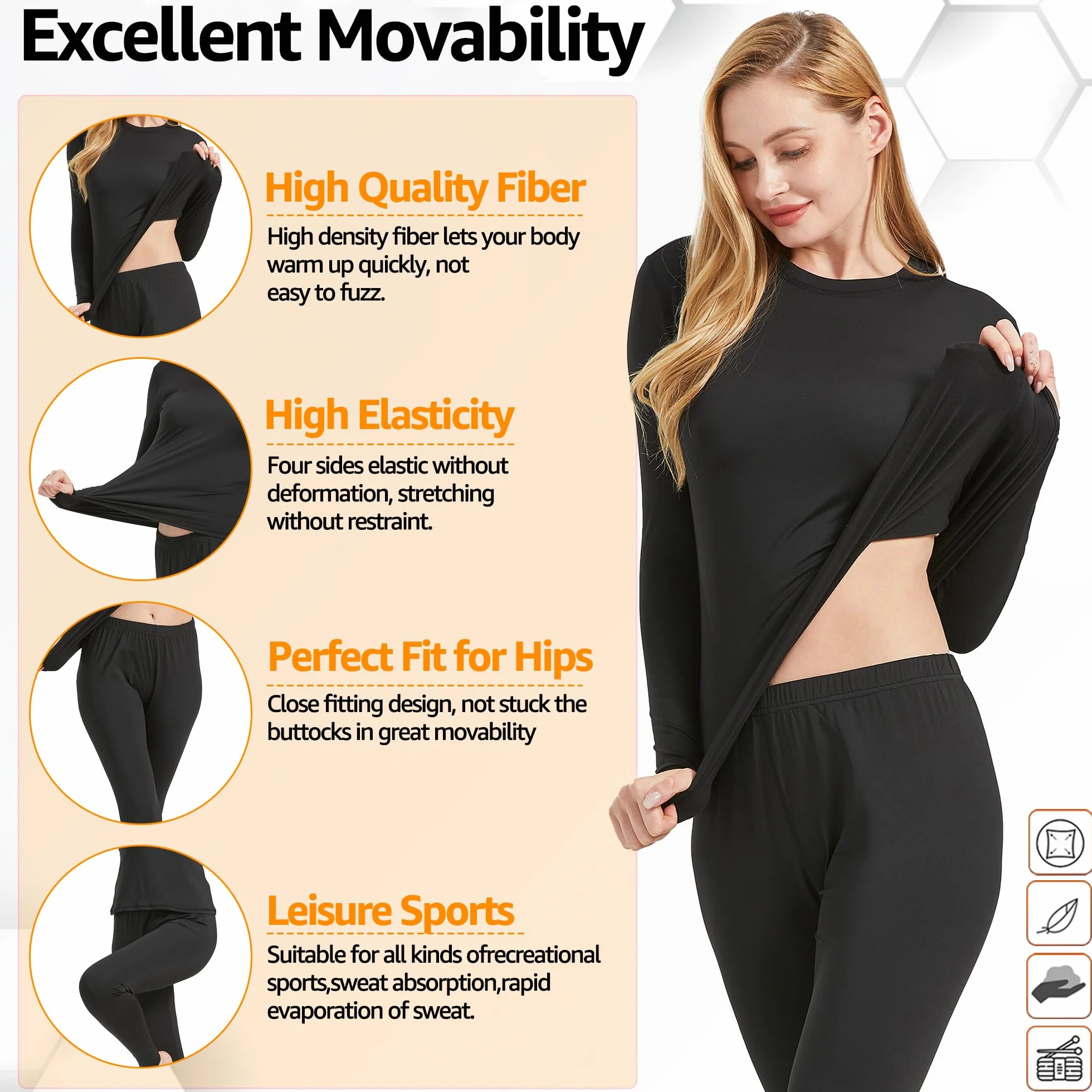 UNIQUEBELLA Intimo Termico Set di Intimo Funzionale Invernale da Donna, Intimo Termico da Sci Intimo Termico da Moto Intimo familiare Traspirante per Gli Sport Invernali