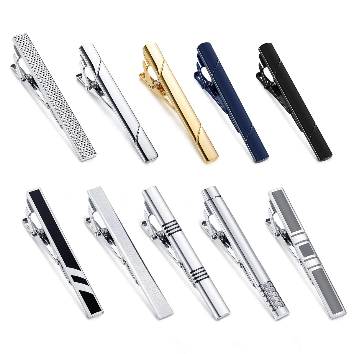 YADOCA 4-10 Pezzi Set di Fermacravatta per Uomo Metallo di Rame Classico Clip per Cravatta Nozze attività Commerciale con Pacco Regalo