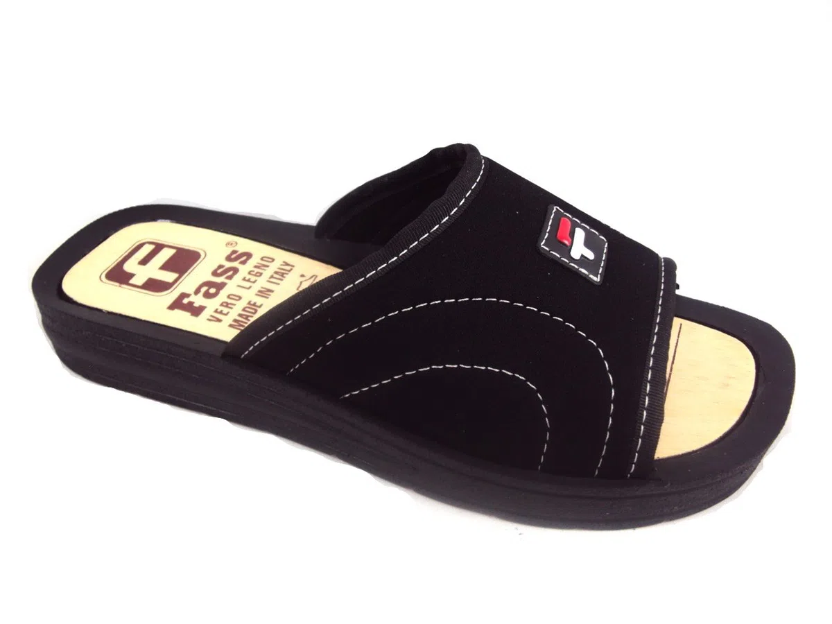 FASS 1815.1 - Blu - Ciabatte Uomo Made in Italy con Sottopiede in Vero Legno
