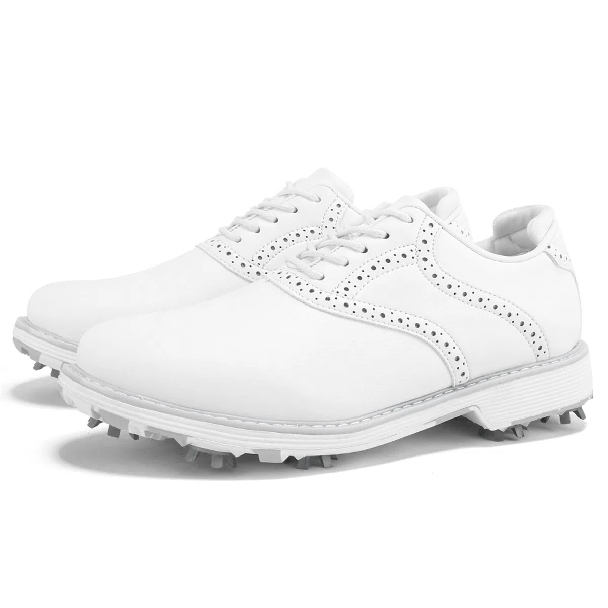 Scarpe da Golf Spikes da Donna Impermeabili da Lavoro da Golf in Pelle con Lacci Antiscivolo