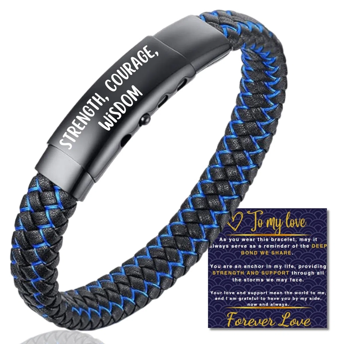 HALUKAKAH ● Jazz Junior ● Ragazzi Vera Pelle Treccia Fatta a Mano Nero mix Blu/Rosso/Verde Bracciale 6-12 Anni. Titanio Smerigliata Chiusura Magnetica Taglia Regolabile 18-19.5cm con Pacco Regalo