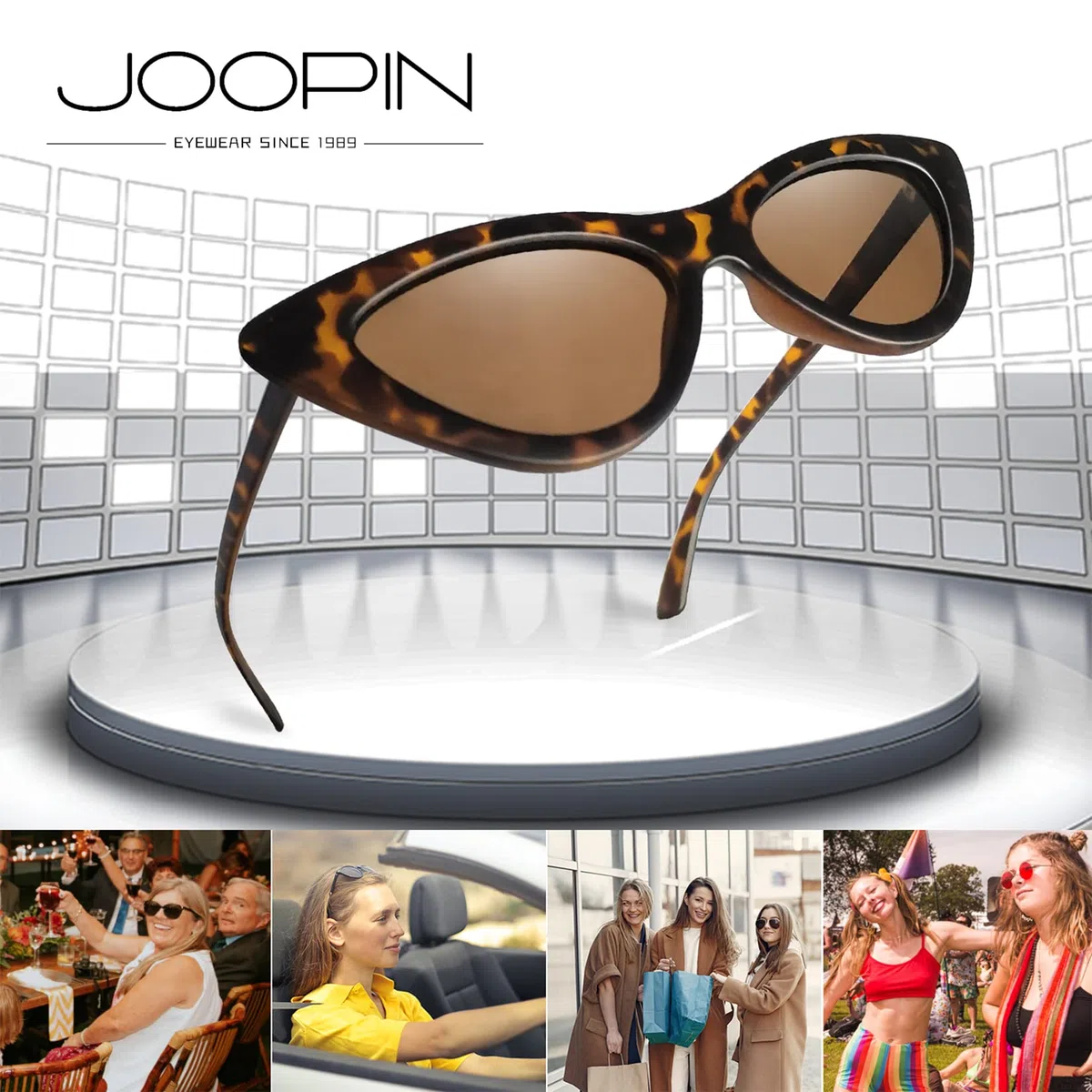Joopin Occhiali da Sole Occhi di Gatto Donna Polarizzati Protezione UV400 Retro Vintage Triangolari Farfalla Punta Cat Eye Occhiali Donna da Sole
