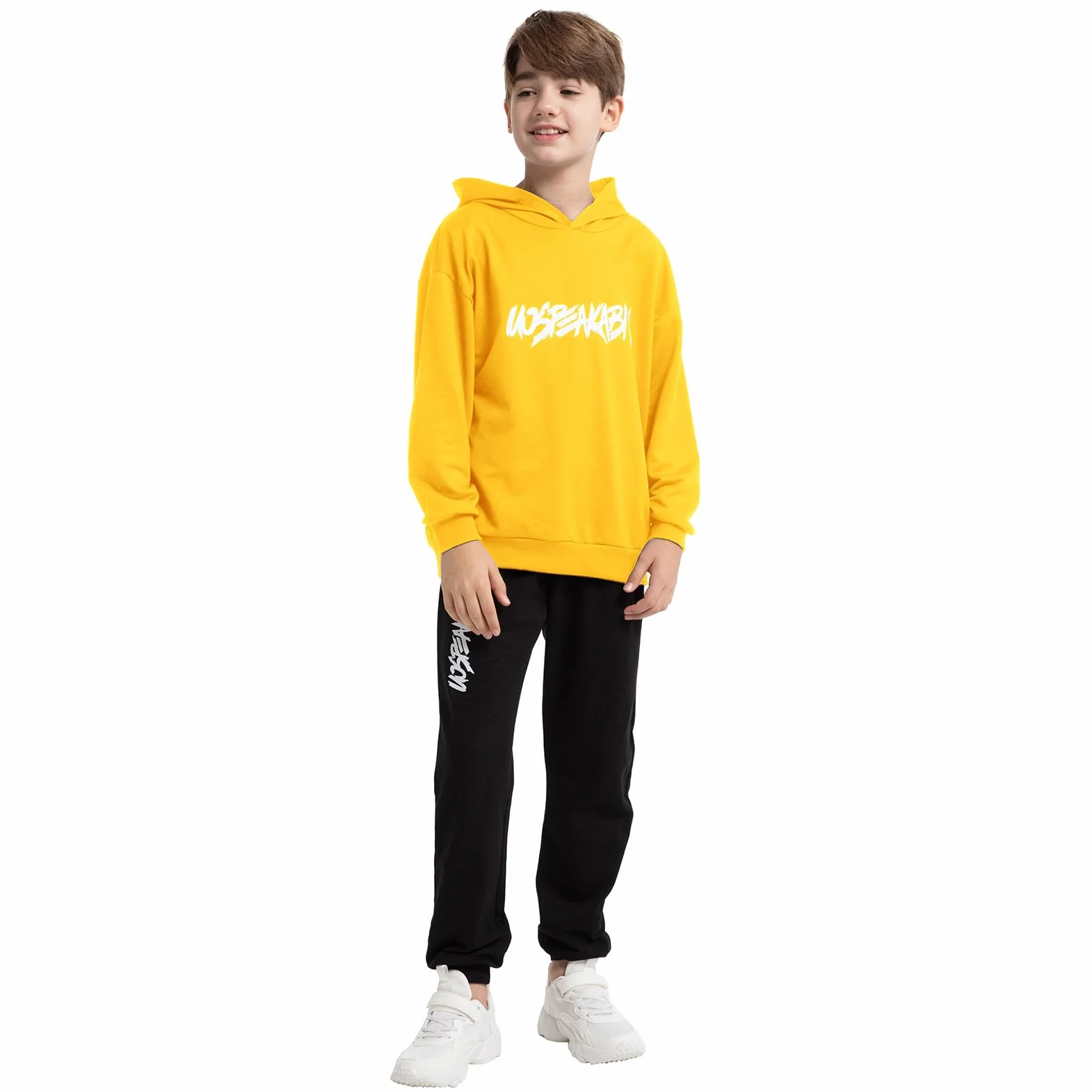 amropi Ragazzi 2 Pezzi Abbigliamento Set Tuta Felpa con Cappuccio e Pantaloni età 2-15 Anni