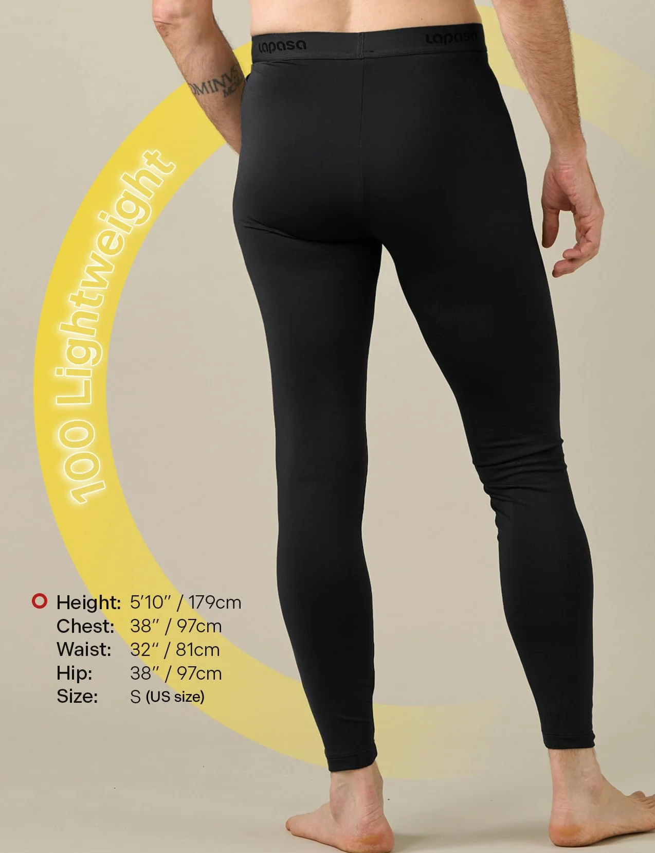 LAPASA Pacco da 2 o 1 Calzamaglie Termica Uomo Fodera in Pile Medio/Pesante Pantaloni Termici Sportivi Strato Base Biancheria Intima Leggings Caldi M10/M25/M56