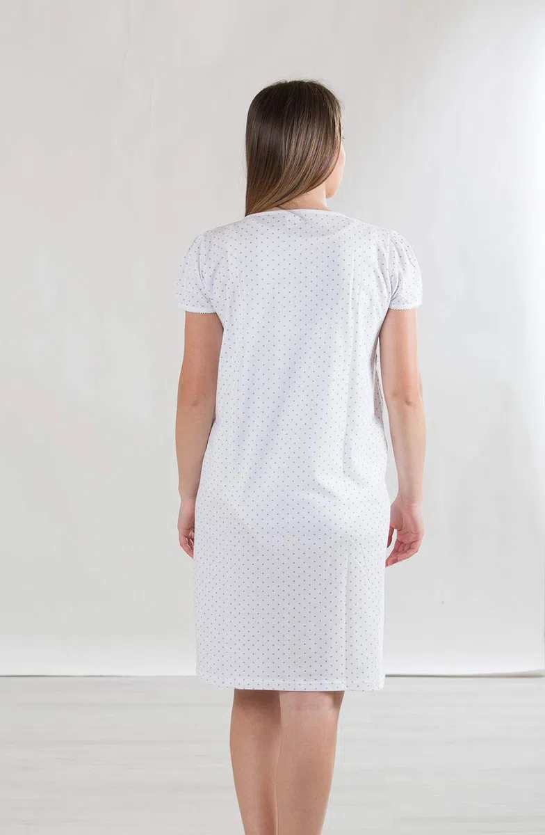 Premamy - Camicia da Notte per Premaman, Modello Estivo in Cotone Jersey, Aperto Davanti per Allattamento, Pre-Post Parto