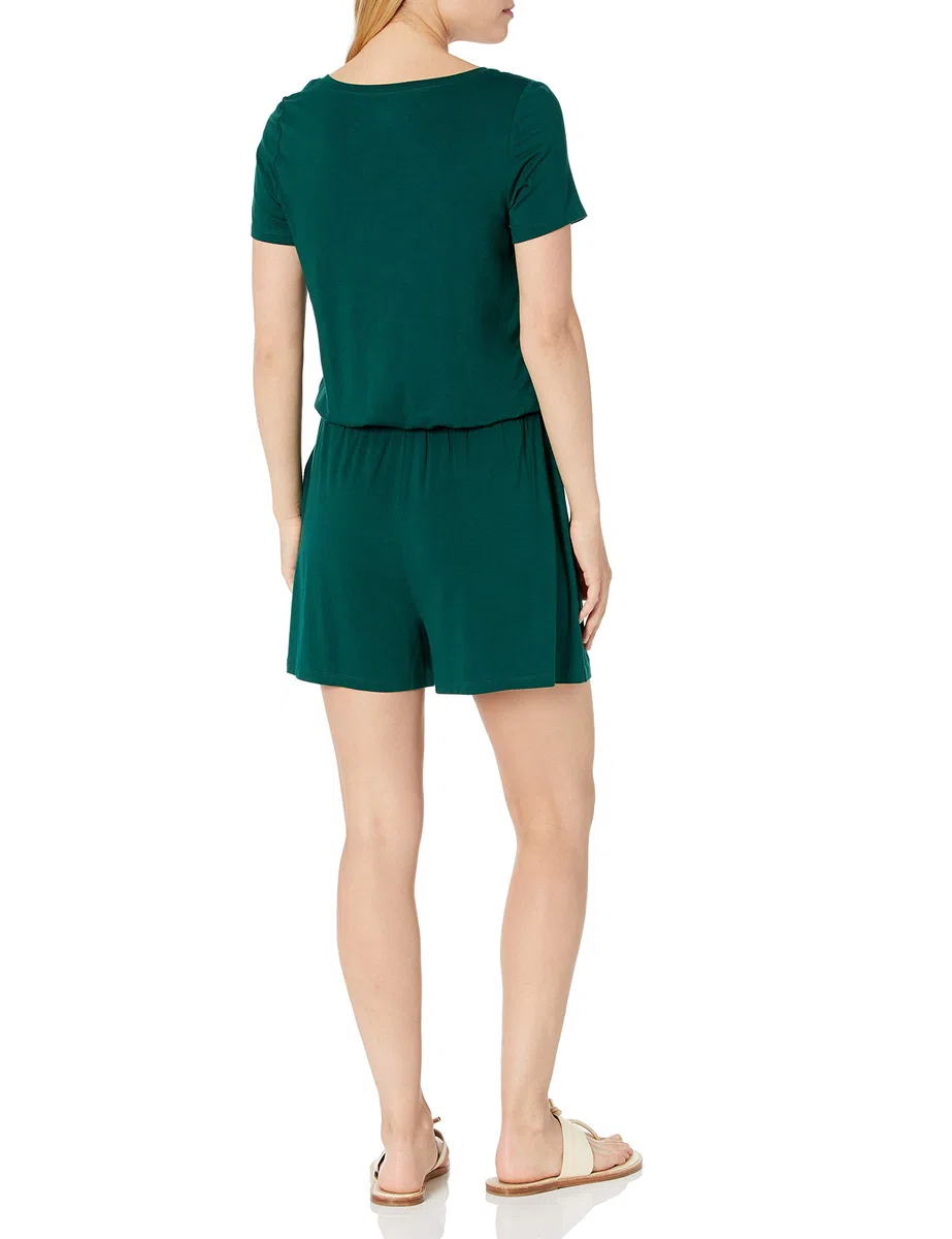 Amazon Essentials Pagliaccetto a Maniche Corte con Scollo Ampio Donna