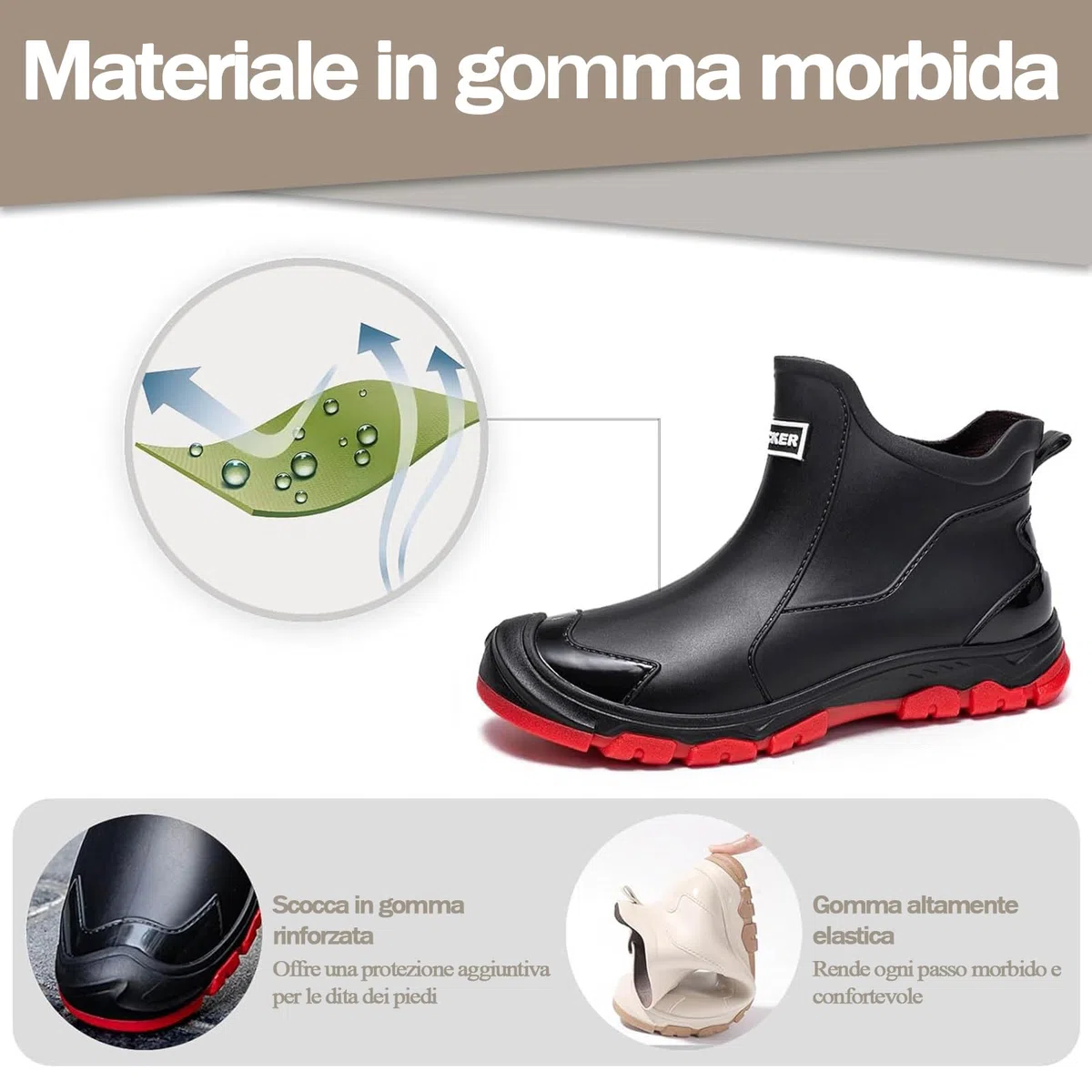 Stivali Gomma Uomo,Stivali Pioggia Donna,Morbido e Confortevole Impermeabile Antiscivolo Scarpe da Lavoro Uomo Adatto per Aree Umide in Cantieri e Giardini Piovosi 38-46EU