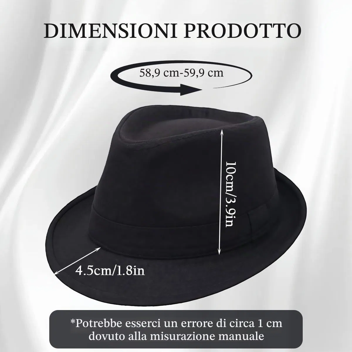 Cappello Fedora stile retrò classico Manhattan, cappello jazz, unisex, per spettacoli teatrali, feste, spettacoli, cosplay, matrimoni, vita quotidiana