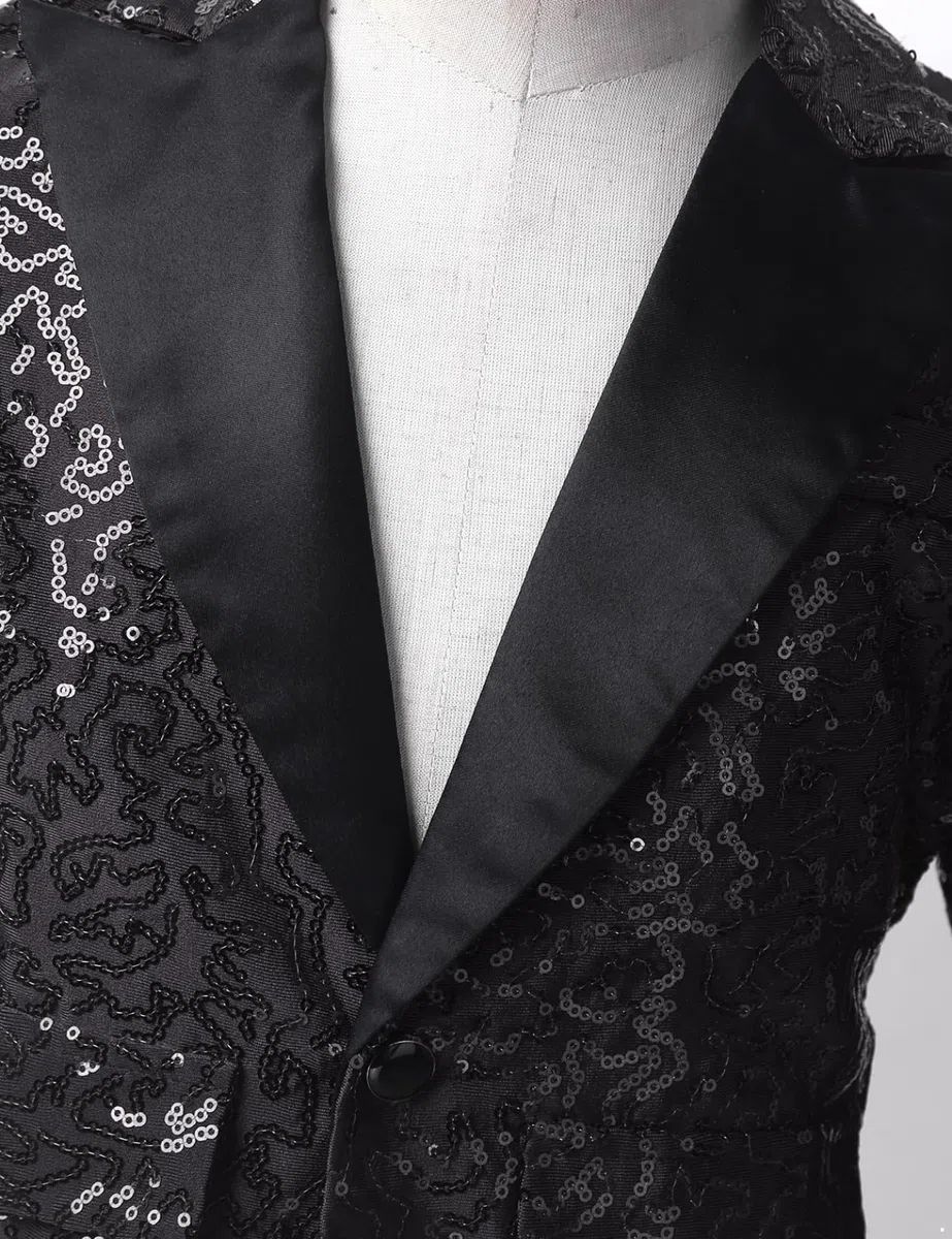 Bambino Ragazzi Blazer Giacca da Elegante con Paillettes Cappotto in Paillettes Formale Costume da Comunione Festa Partito Top Formale Battesimo