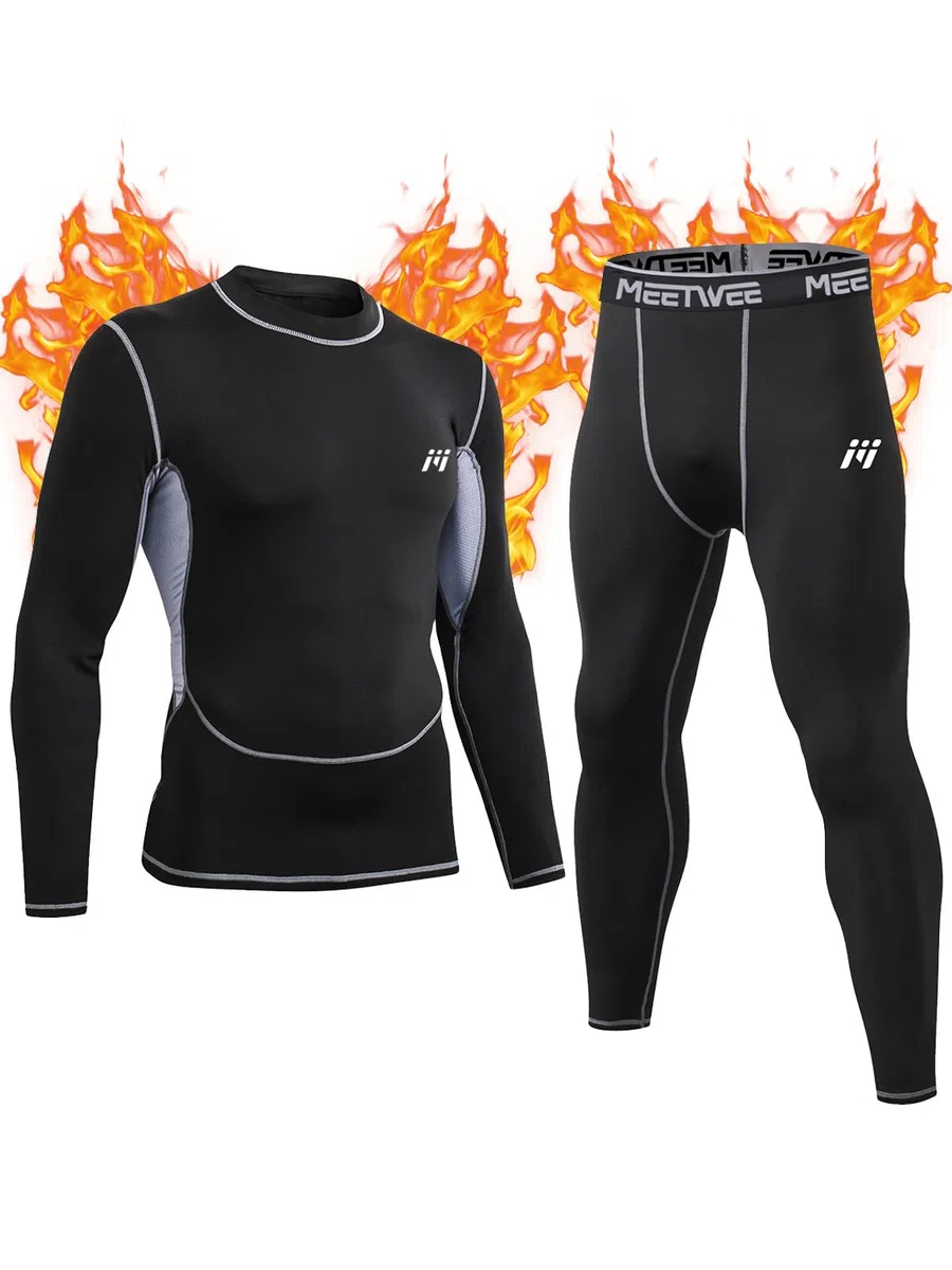 Biancheria Intima Termica Uomo, Biancheria Funzionale Uomo Quick Dry Maglia Termica Invernali da Sport Compression Baselayer per Corsa Ciclismo Calcio