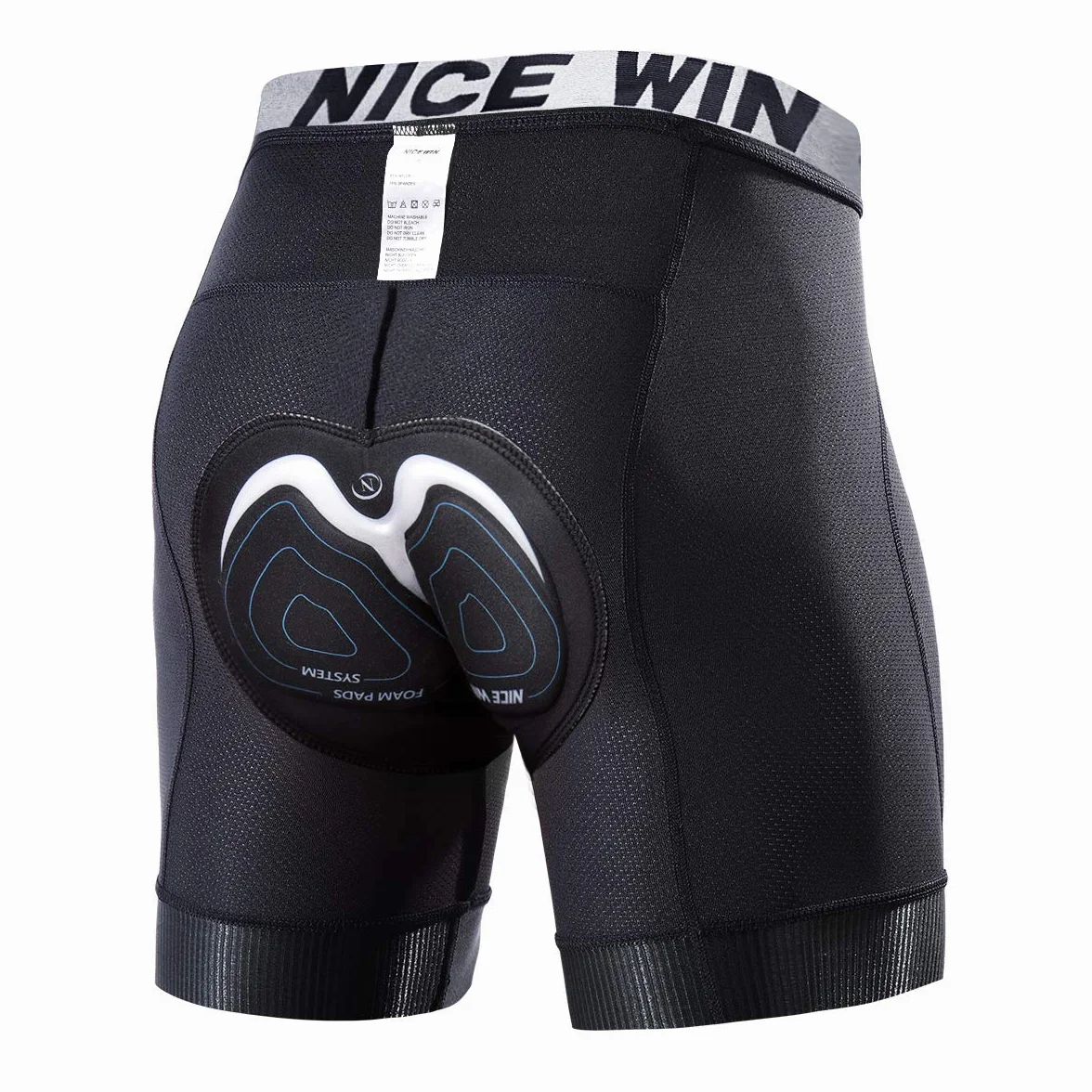 NICEWIN Pantaloncini da Ciclismo da Uomo, Imbottitura 4D, Antiscivolo, Ampia Fascia in Vita, per Bici e Moto