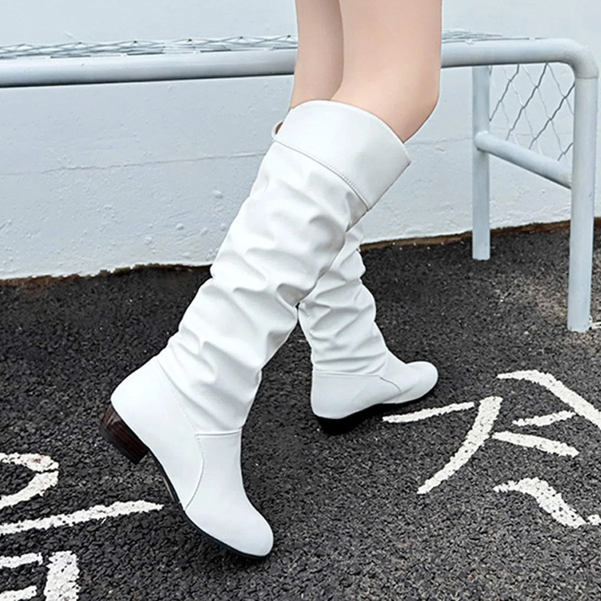 Generisch Punta solida rotonda Donne Stivali antiscivolo tacco scarpe stivali da donna di alta qualità