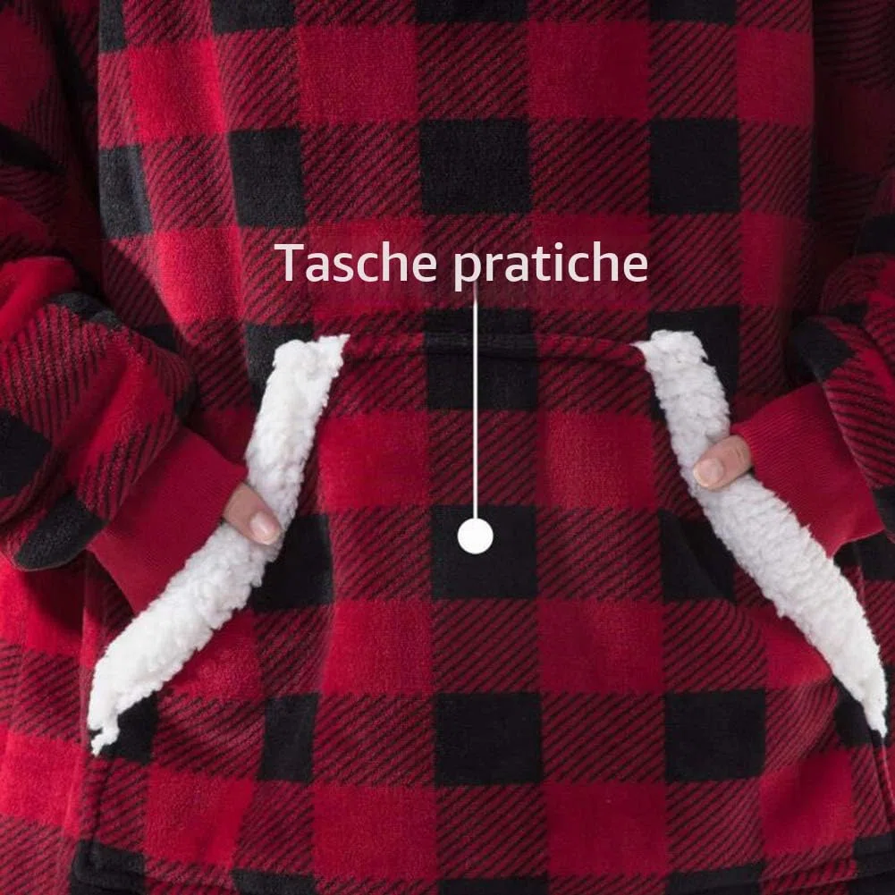 Felpa oversize con cappuccio e tasca gigante, ultra morbida Teddy Sherpa felpa in pile per donne uomini adulti bambino