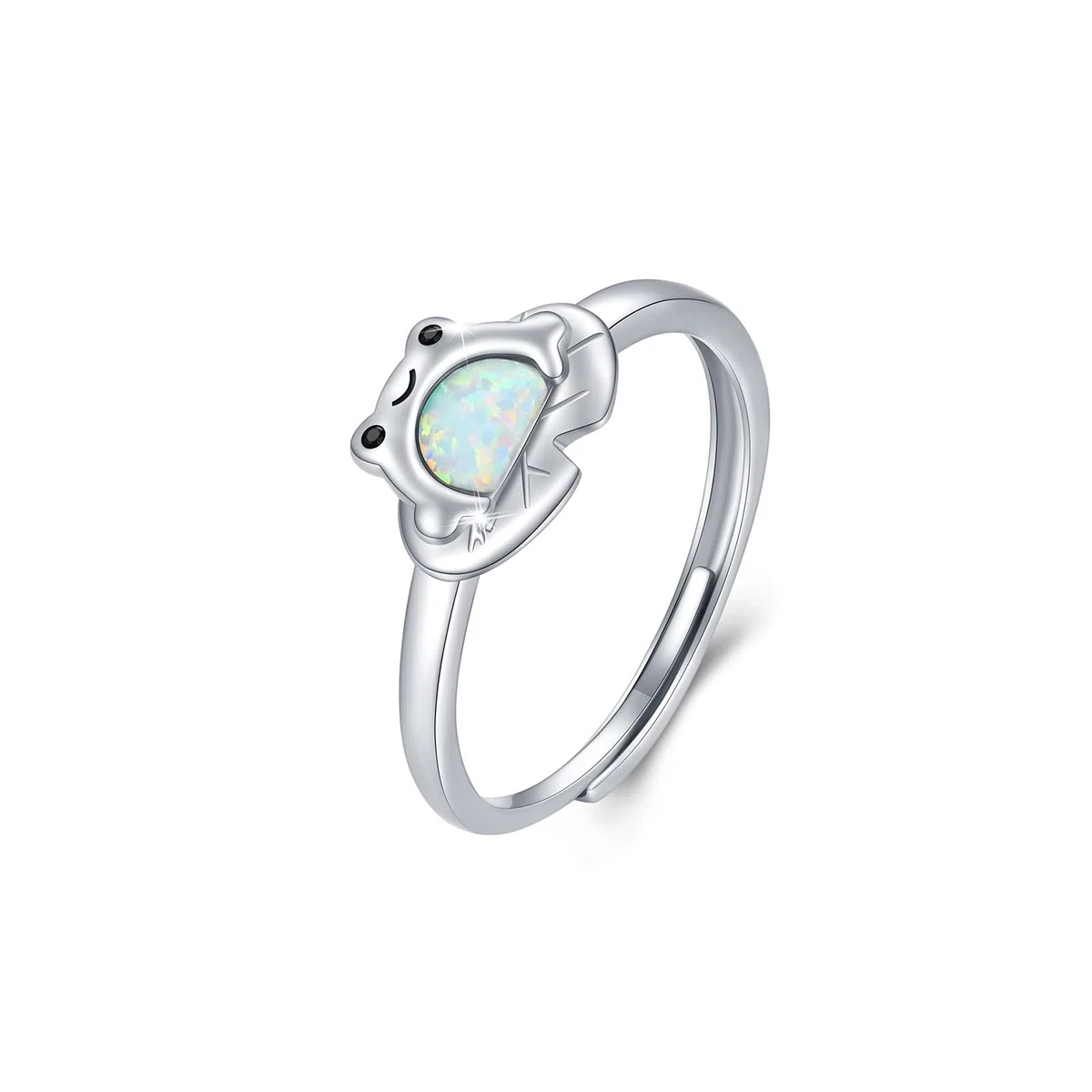 Anello rana donna 925 argento opale anello aperto regolabile anelli animali carini gioielli opale rana per ragazze bambini ragazzo