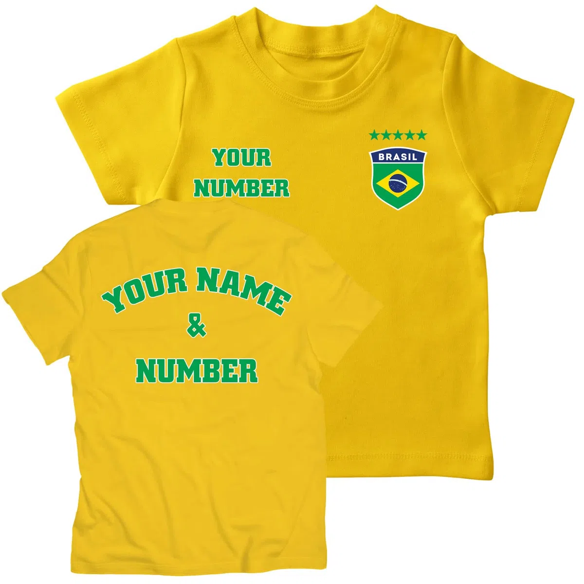 Maglietta da Calcio per Bambini | Maglia Personalizzata con Il Tuo Nome e Numero | T-Shirt per Ragazzi Brasile Calcio 2026