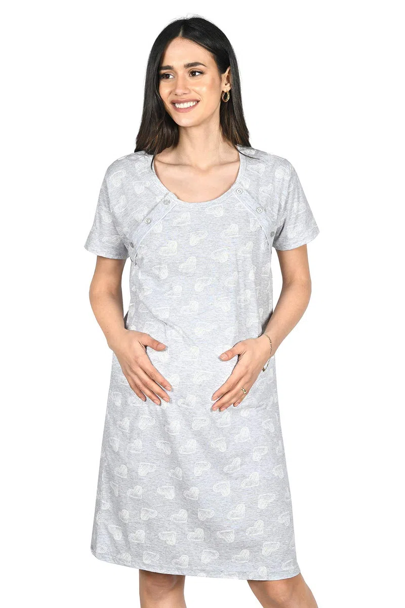 MijaCulture Camicia da Notte 2 in 1 Cotone Premaman/Allattamento/Allattamento al Seno 2074