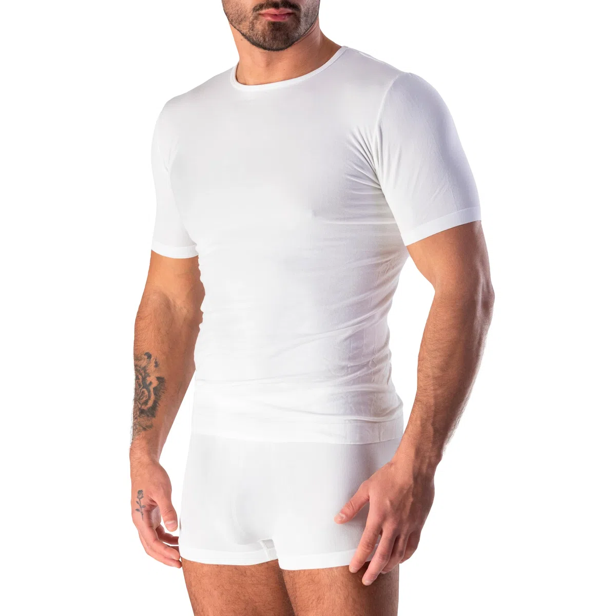 Risalti Maglietta Intima Uomo Bamboo Girocollo - Maglia Uomo Manica Corta Senza Cuciture, Bamboo T-Shirt in Viscosa più Morbida del Cotone, Traspirante e Confortevole - Made in Italy