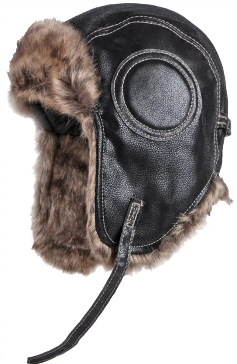 GIBZ Cappello Aviatore in Pelliccia Uomo Donna con Earflap Caldo Berretto Russo in Pelle Antivento per Inverno