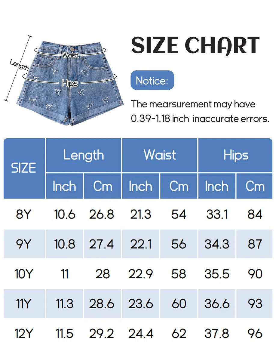 SEAUR Ragazza Shorts da Jeans Casual Moda Baggy Shorts Denim Bambina Pantaloni Denim Corti con Vita Elastica 8-12 Anni