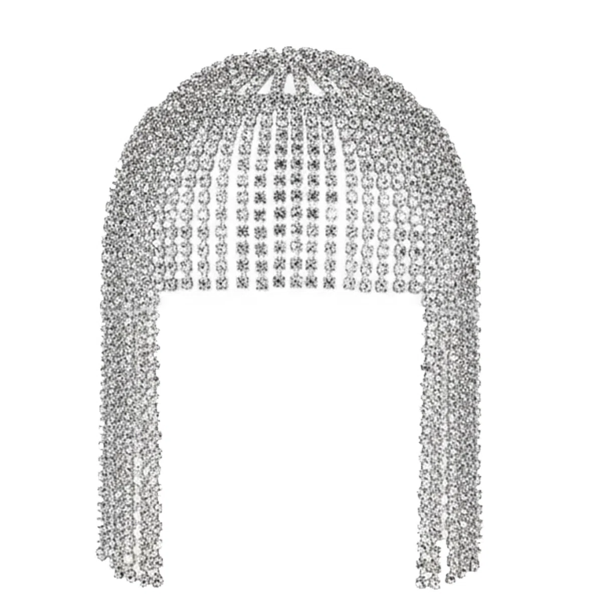 Catena di perline in argento, copricapo con strass Copricapo stile flapper in argento degli anni '20 con accenti di per feste e matrimoni, strass