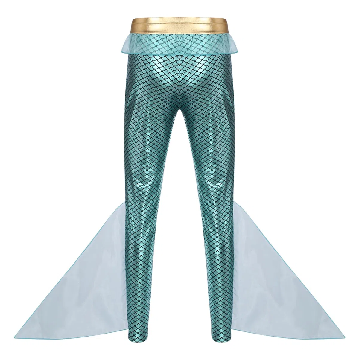 Costume Sirena Uomo con Stampa Squame Pesce Pantaloni Metallici Leggings Lucenti Pantaloni Ballo Costume Cosplay Carnevale E Fasching