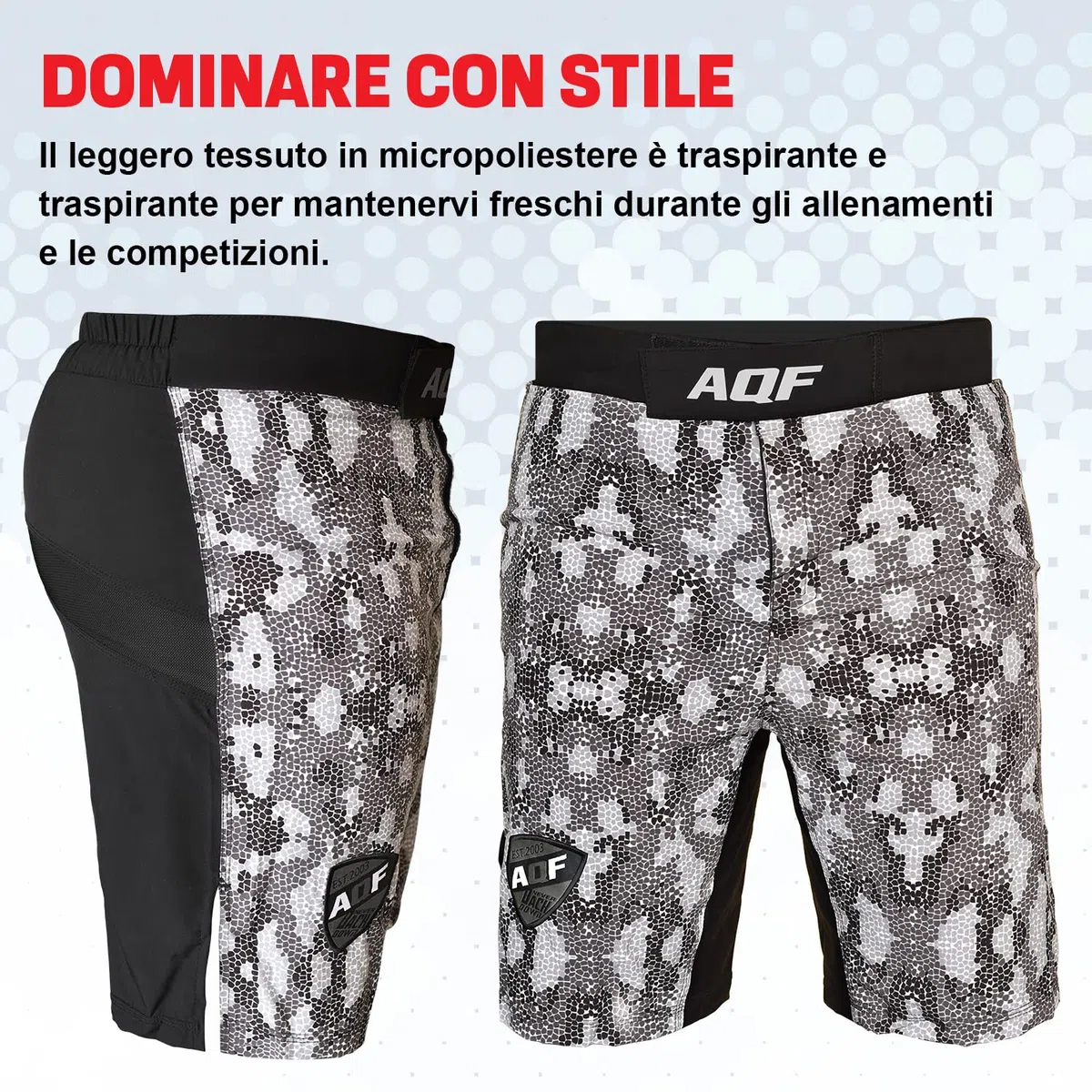 AQF Pantaloncini Uomo, Boxe Pantaloncini, Pantaloncini Uomo Sportivi, Pantaloncini Muay Thai per Boxe Allenamento, MMA UFC Pantaloncino da Lotta in Gabbia Grigio Camo