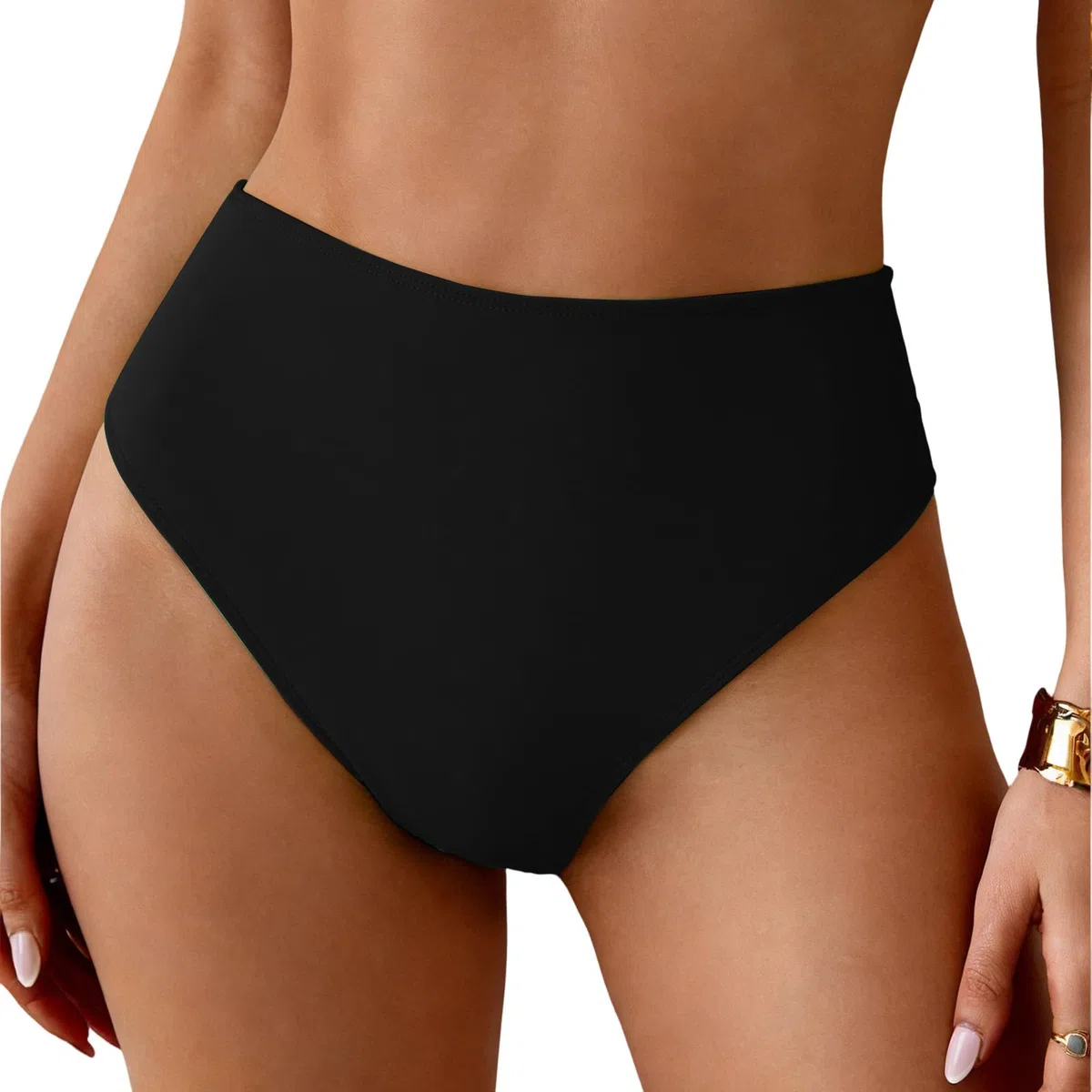 Bikini Slip da Donna Fondo Bikini Triangolo Classic Ruched Pezzo sotto con Taglio Brasiliano Bikini Slip da Donna，Nero，