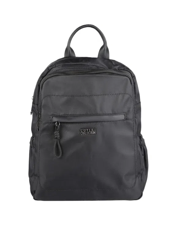 COVERI COLLECTION Zaino Donna in Nylon, Doppia Tasca con Zip, Dimensioni 32x26x12 cm, Tasche Multiple, Spallacci Regolabili Art.8006-4 (NERO)