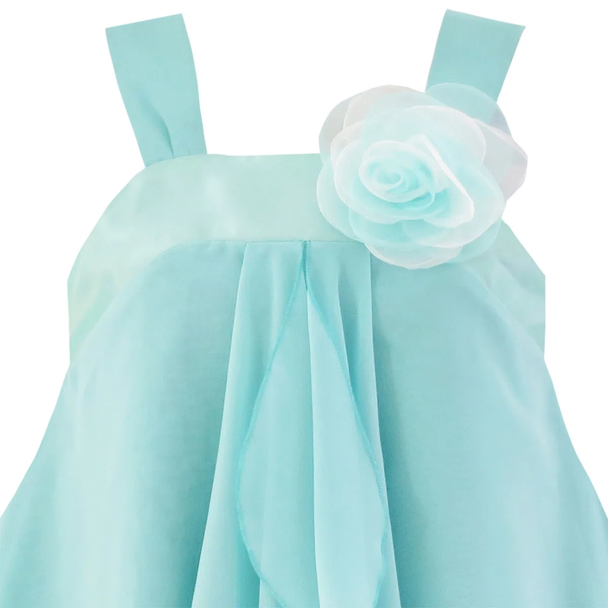 Sunny Fashion Vestito Bambina Senza Maniche Cavezza Fiore Multi Strato Chiffon 4-14 Anni